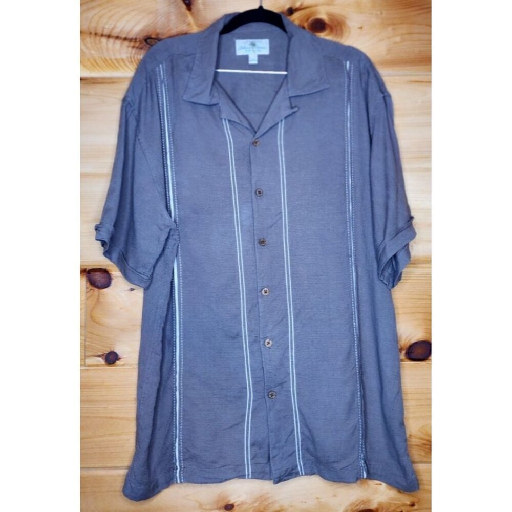 Island Shores Men's Washable Silk Button Up Shirt Cream XL Short Sleeve